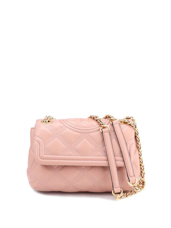 Tory Burch Women's Fleming Soft Leather Medium Convertible Crossbody Shoulder Bag Pink Moon