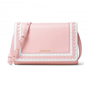 Michael Kors Analise Medium Leather Crossbody Messenger Bag Blossom White