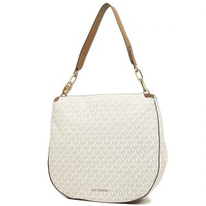 Michael Kors Fulton Large Twill Handbag Hobo Shoulder Bag Vanilla