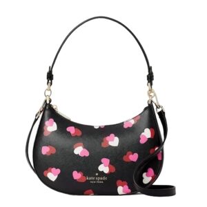 Kate Spade Staci Saffiano Leather Crossbody Shoulder Bag Black Flutter Hearts