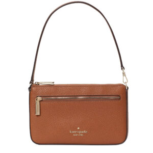 Kate Spade Leila Pebbled Leather Convertible Wristlet Clutch Warm Gingerbread